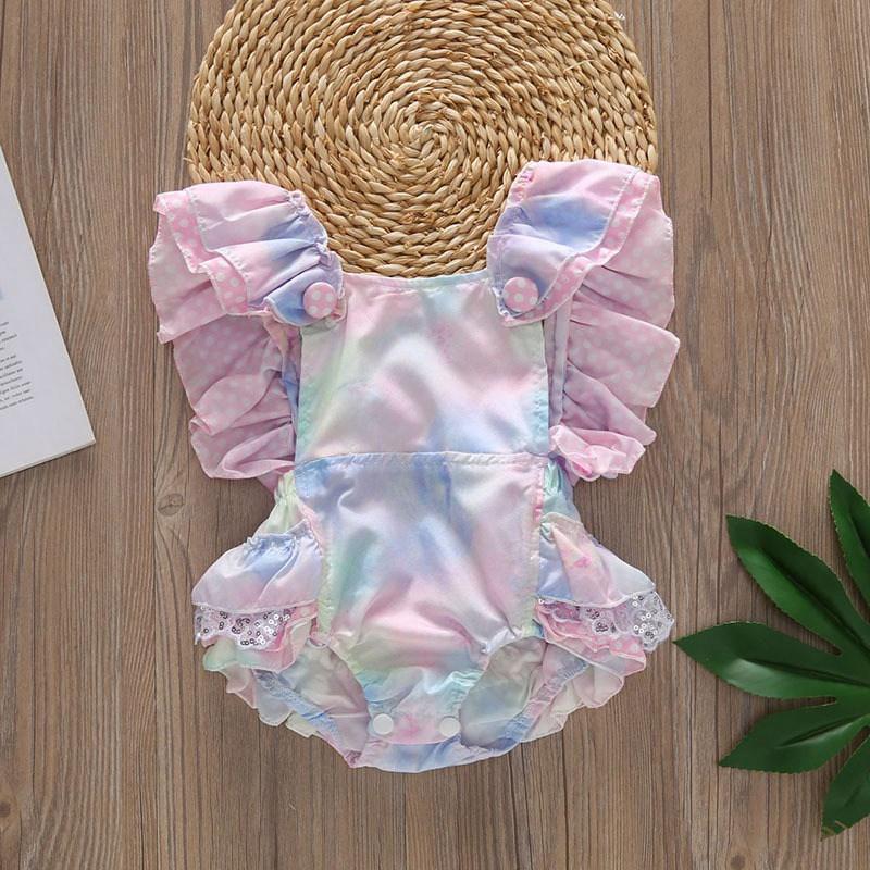 Colorful Sleeveless Newborn Baby Girls Floral Tutu Romper Bowknot Backcross Jumpsuit Sunsuit Clothes For Summer